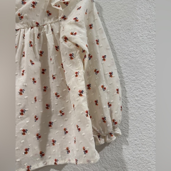 Zara Cream Dainty Floral Pintuck Pleat Swiss Dot Prairie Boho Top 12-18 Months - Picture 11 of 14
